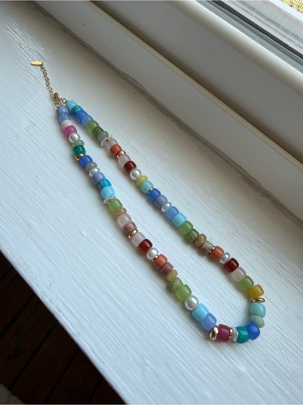 Anthropologie Rainbow Colorful Beaded Necklace